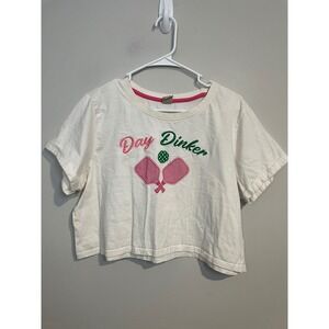 Messy Bun Just Chillin' Day Dinker Pickleball‎ Graphic Tee Size Large